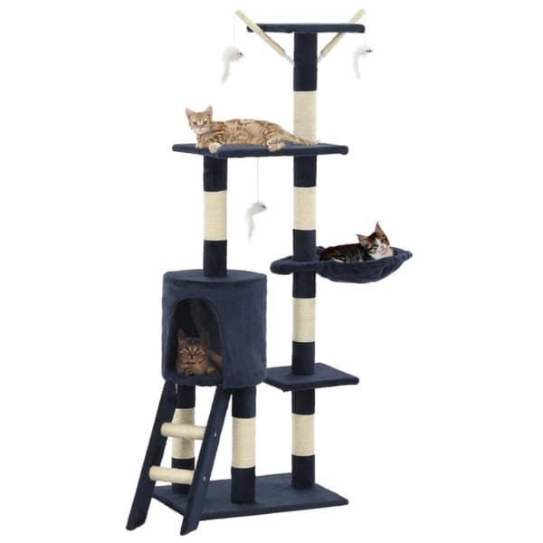 vidaXL Katt Klösträd med klöspelare i sisal 138 cm mörkblå