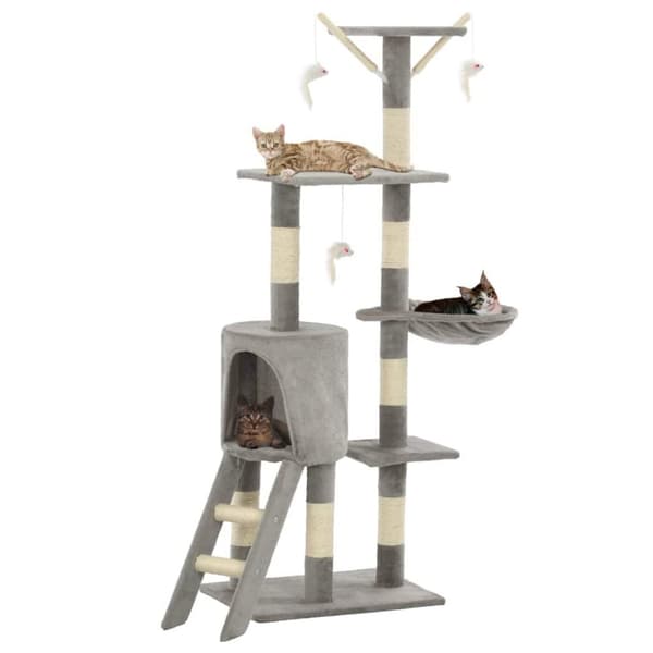 vidaXL Katt Klösträd med klöspelare i sisal 138 cm grå