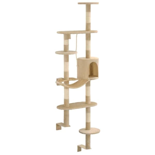 vidaXL Katt Klösträd väggmonterat med klöspelare i sisal 194 cm beige