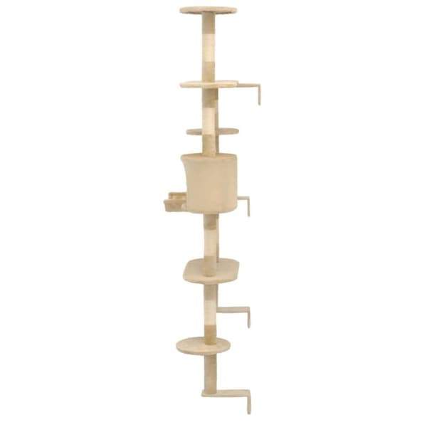 vidaXL Katt Klösträd väggmonterat med klöspelare i sisal 194 cm beige