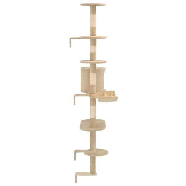 vidaXL Katt Klösträd väggmonterat med klöspelare i sisal 194 cm beige