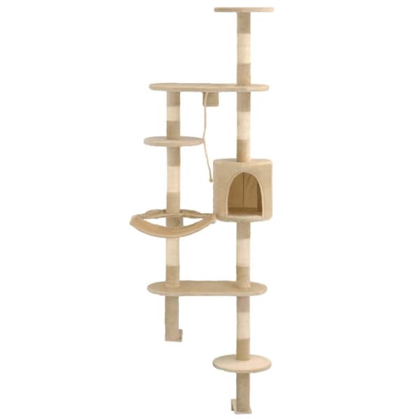 vidaXL Katt Klösträd väggmonterat med klöspelare i sisal 194 cm beige