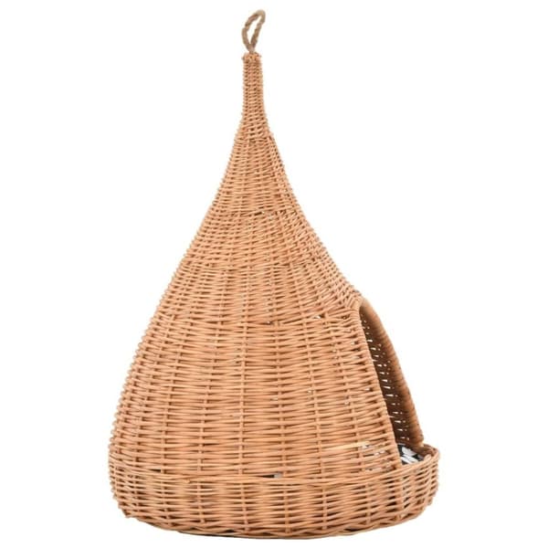 vidaXL kattehus med hynde 40 x 60 cm tipifacon naturligt piletræ