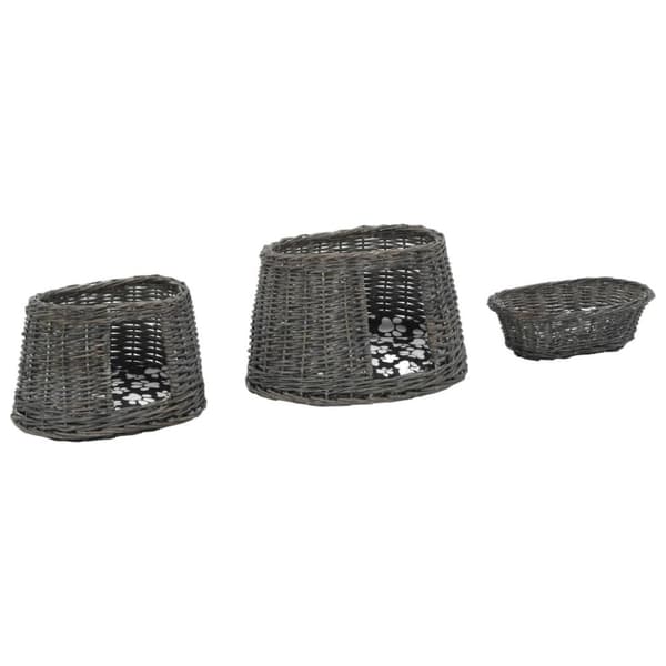 vidaXL kattekurve hynder 3 stk. 47 x 34 x 60 cm naturligt piletræ grå