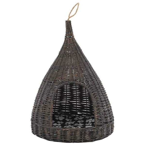 vidaXL Kattkoja med dyna grå 40x60 cm naturlig pil tipi