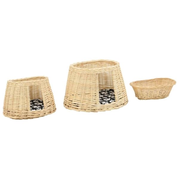 vidaXL Kattkorg 3 delar med dynor 47x34x60 cm naturlig pil