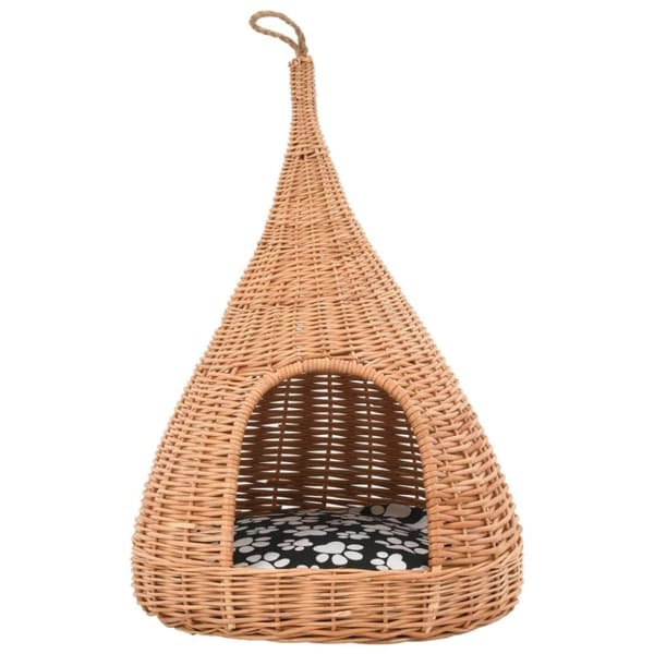 vidaXL Kattkoja med dyna 40x60 cm naturlig pil tipi