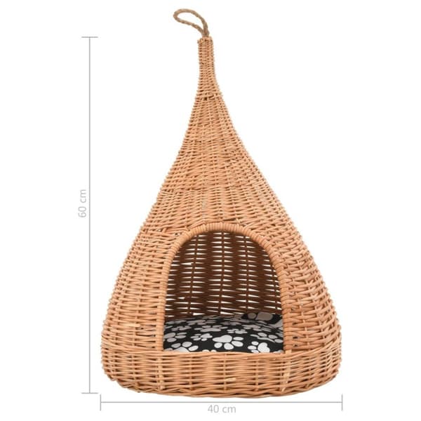 vidaXL Kattkoja med dyna 40x60 cm naturlig pil tipi