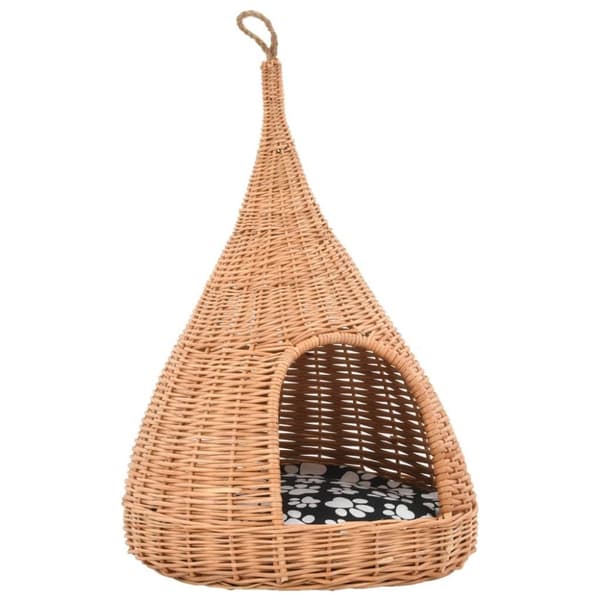 vidaXL Kattkoja med dyna 40x60 cm naturlig pil tipi