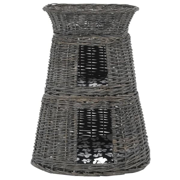vidaXL Kattkorg 3 delar med dynor grå 47x34x60 cm naturlig pil