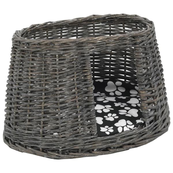 vidaXL Kattkorg 3 delar med dynor grå 47x34x60 cm naturlig pil