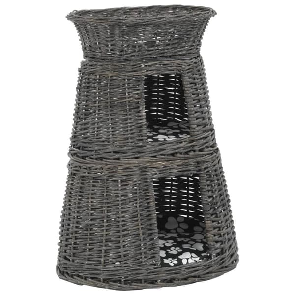 vidaXL Kattkorg 3 delar med dynor grå 47x34x60 cm naturlig pil