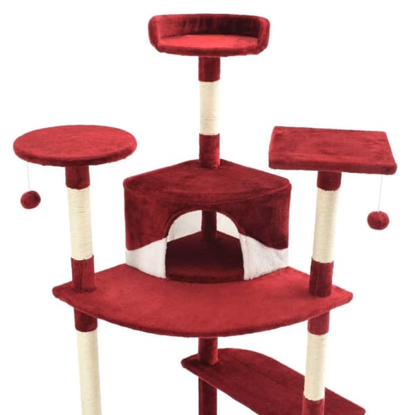 vidaXL Kloretre med klorestolper i sisal 203 cm rød og hvit