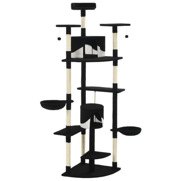 vidaXL kradsetræ med sisalstolper 203 cm sort og hvid