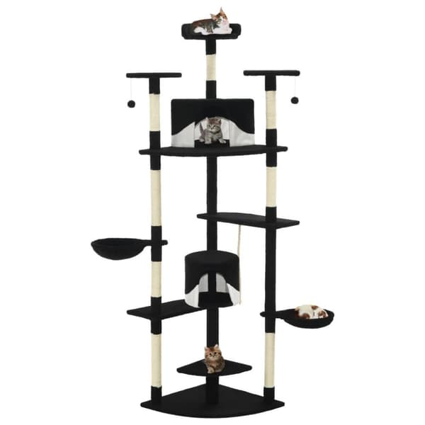 vidaXL kradsetræ med sisalstolper 203 cm sort og hvid