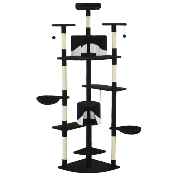 vidaXL kradsetræ med sisalstolper 203 cm sort og hvid