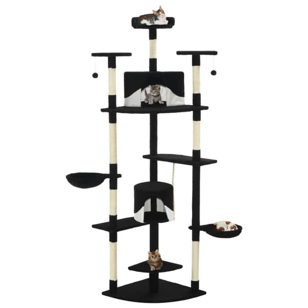 vidaXL kradsetræ med sisalstolper 203 cm sort og hvid