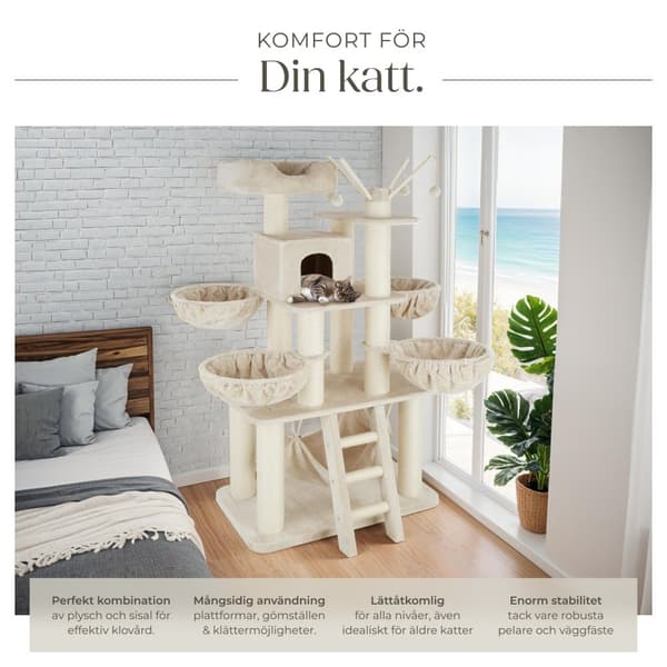 Katt klösträd, klösmöbel Gismo - beige/vit