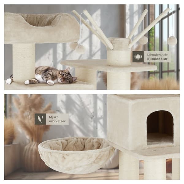 Katt klösträd, klösmöbel Gismo - beige/vit