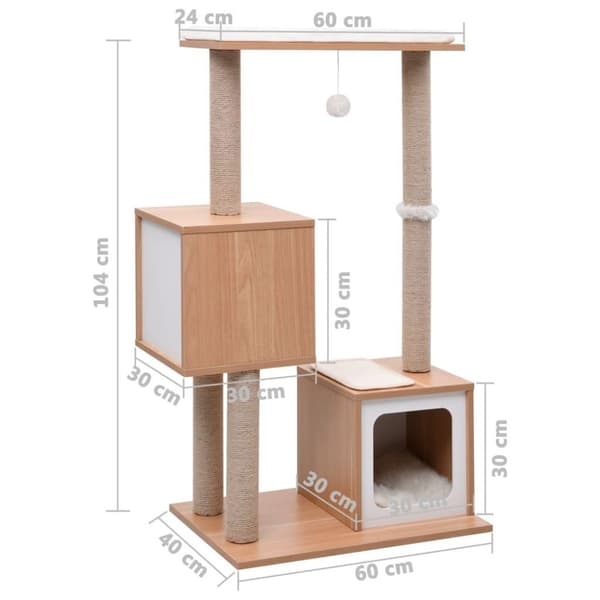 vidaXL Kattetre med klorematte i sisal 104 cm