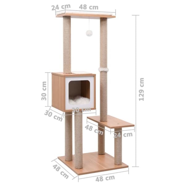 vidaXL Kattetre med klorematte i sisal 129 cm