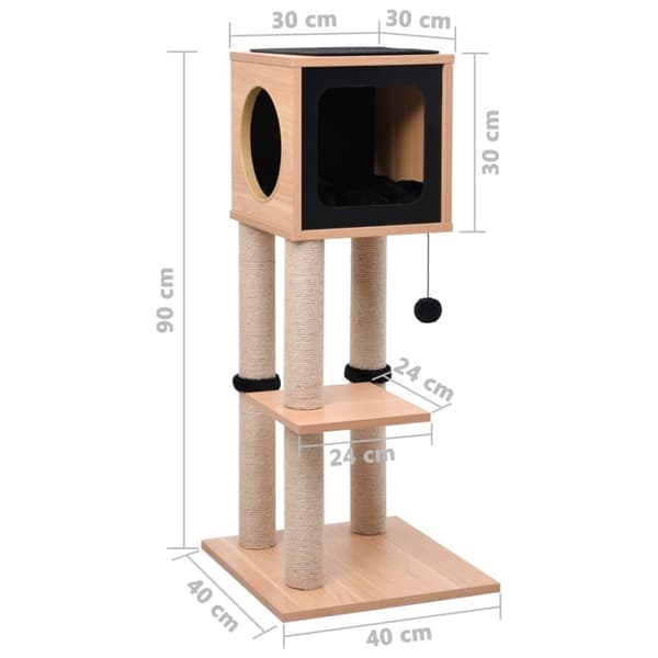 vidaXL Kissan kiipeilypuu sisal-raapimismatolla 90 cm