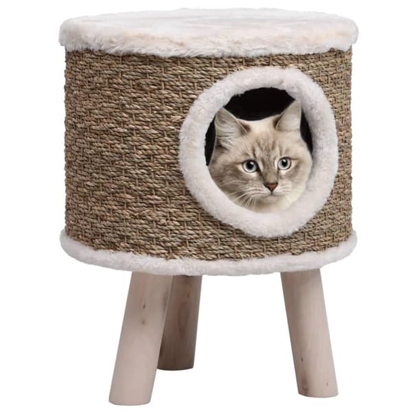 vidaXL Kattkoja med träben 41 cm sjögräs