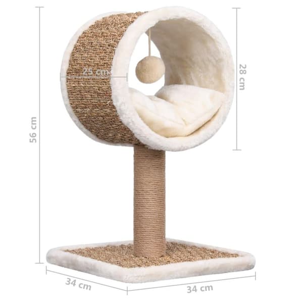 vidaXL Kattmöbel med tunnel och leksak 56 cm sjögräs