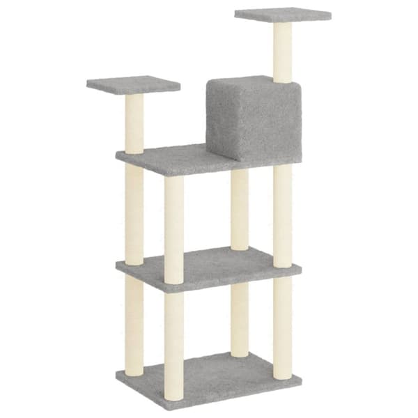 vidaXL Kattetre med klorestolper i sisal lysegrå 118,5 cm