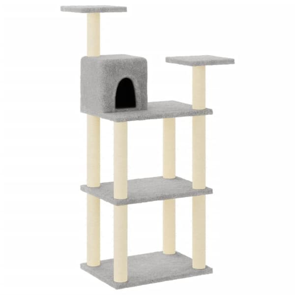 vidaXL Kattetre med klorestolper i sisal lysegrå 118,5 cm