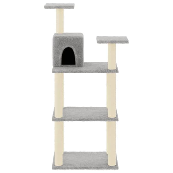 vidaXL Kattetre med klorestolper i sisal lysegrå 118,5 cm