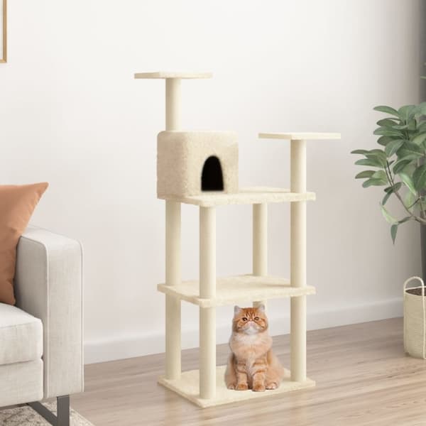 vidaXL Klösträd med sisalpelare gräddvit 118,5 cm