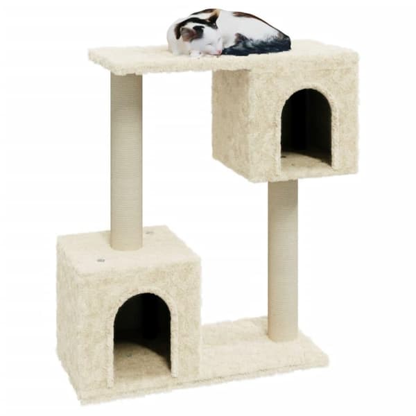 vidaXL Kattetre med klorestolper i sisal kremhvit 60 cm
