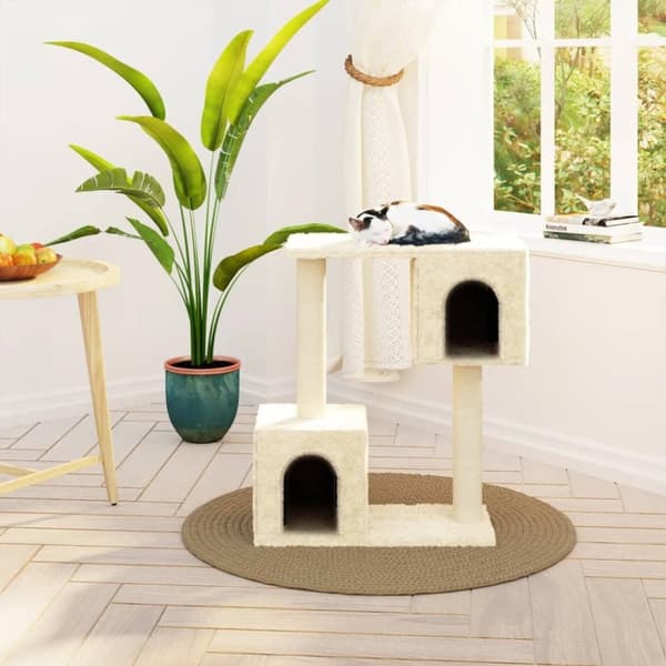 vidaXL Kattetre med klorestolper i sisal kremhvit 60 cm