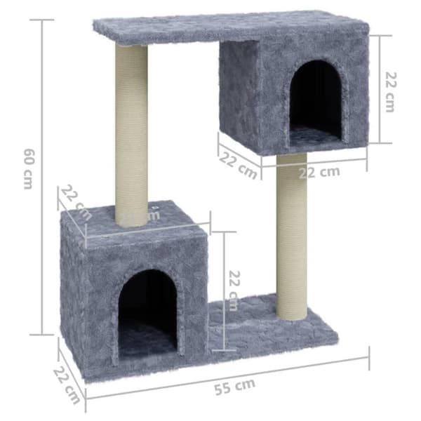 vidaXL Kattetre med klorestolper i sisal lysegrå 60 cm