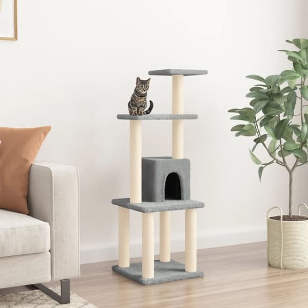 vidaXL Klösträd med sisalpelare ljusgrå 105 cm