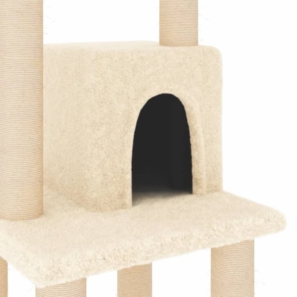 vidaXL Kattetre med klorestolper i sisal kremhvit 105 cm