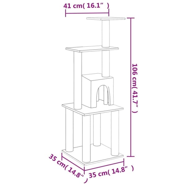 vidaXL Kattetre med klorestolper i sisal kremhvit 105 cm
