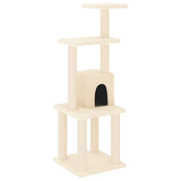 vidaXL Kattetre med klorestolper i sisal kremhvit 105 cm