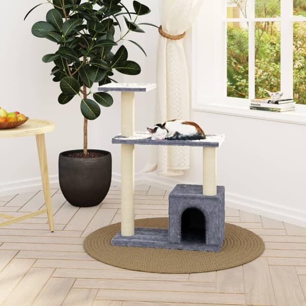 vidaXL Kattetre med klorestolper i sisal lysegrå 70 cm