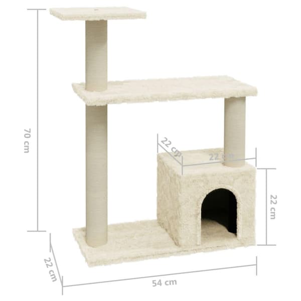 vidaXL Klösträd med klöspelare i sisal gräddvit 70 cm