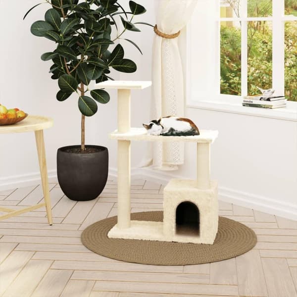 vidaXL Klösträd med klöspelare i sisal gräddvit 70 cm