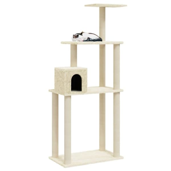 vidaXL Kattetre med klorestolper i sisal kremhvit 147 cm