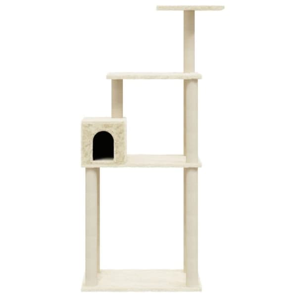 vidaXL Kattetre med klorestolper i sisal kremhvit 147 cm