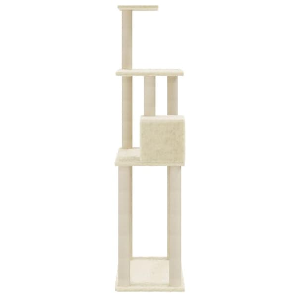 vidaXL Kattetre med klorestolper i sisal kremhvit 147 cm