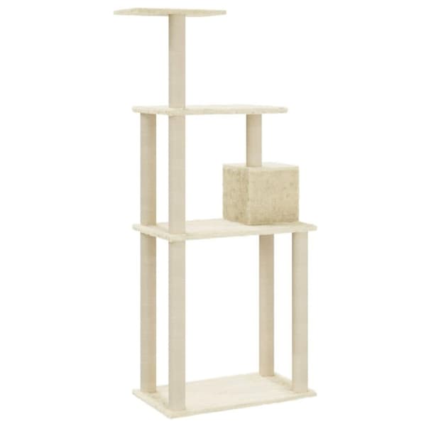 vidaXL Kattetre med klorestolper i sisal kremhvit 147 cm