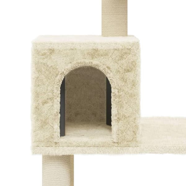 vidaXL Kattetre med klorestolper i sisal kremhvit 147 cm