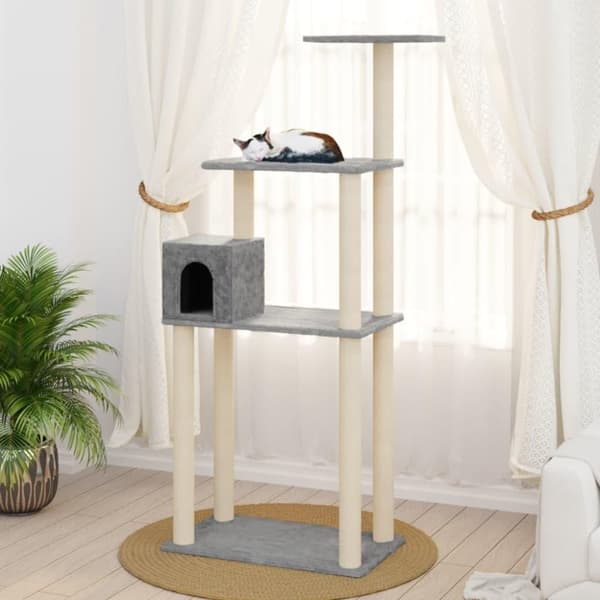 vidaXL Kloretre med klorestolper i sisal lysegrå 147 cm