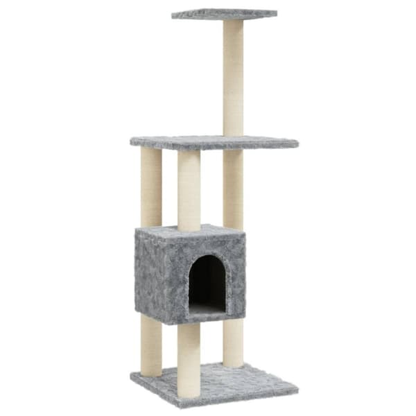 vidaXL Klösträd med klöspelare i sisal ljusgrå 104 cm
