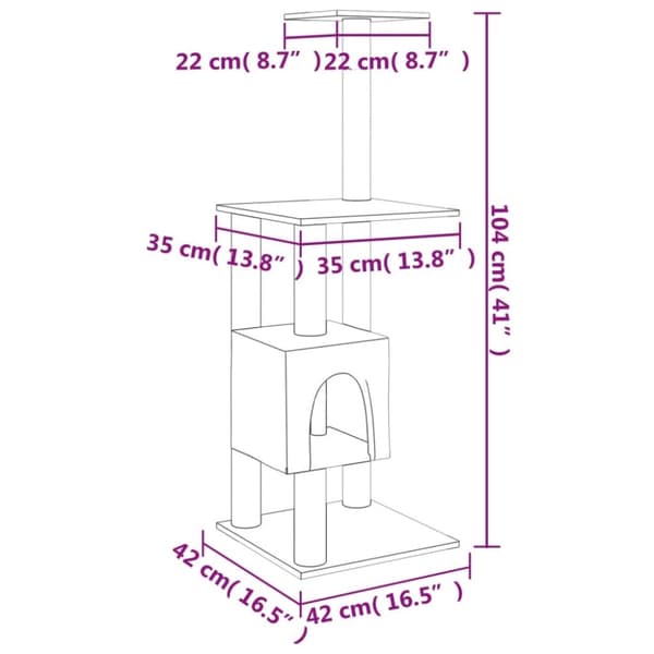 vidaXL Klösträd med klöspelare i sisal mörkgrå 104 cm